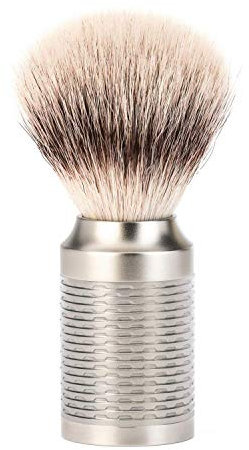 MÜHLE Rocca, Rasierpinsel, Silvertip Fibre, Handarbeit, Griff aus Edelstahl
