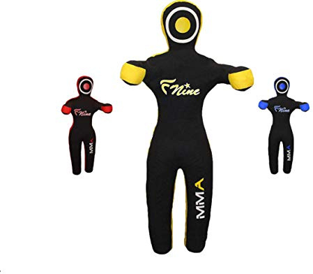 MMA Grappling Dummy, para Judo, Wrestling, Jiu Jitsu brasileño, envío y Lanzamiento sin Relleno Bolsa de Lona (Negro y Amarillo, 59 Pulgadas)
