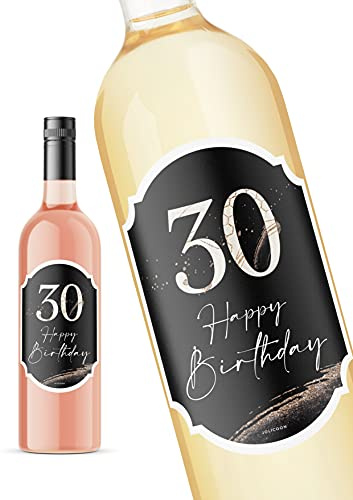 JoliCoon 30. Geburtstag Flaschenetikett, 8,5x12cm, Perlmuttlack veredelt | Strukturiertes Perlmuttpapier, selbstklebend, zuverlässige Haftung, für Wein-, Sekt-, Prosecco- und Geschenkflaschen