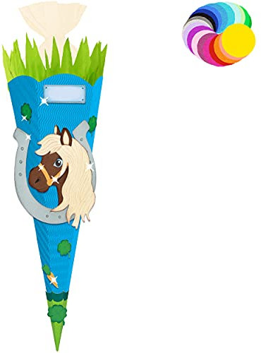 alles-meine.de GmbH Bastelset - Schultüte Farbe & Größe wählbar 70/85 / 100 cm - Pferd - Farbe frei wählbar - Bastelschultüte - Zuckertüte zum selber Basteln Bemalen Bekleb..