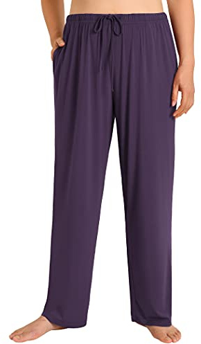 Esenchel Women's Plus Size Pajama Pants Rayon Sleep Pants 4X Eggplant