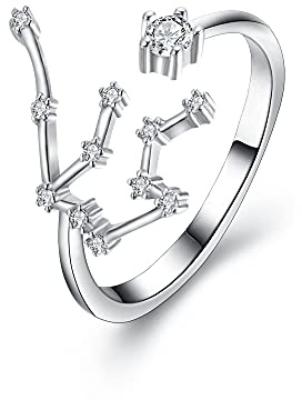 Clearine 12 Costellazione Zodiaco Zirconia cubica Anello Regolabile per Donne - Acquario Oroscopo Stelle Astrologia