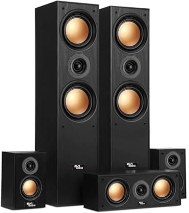 Evidence Acoustics Ensemble HiFi/Home-Cinéma EA950-PG - 5 Enceintes 850W - Bass Reflex - Haut-parleurs Finition cuivre