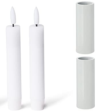 Novaliv 2er-Set Kerzenständer magnetisch Stabkerzen Tafelkerzen Weiss 2,8x5cm mit LED-Stabkerzen Premium Echtwachskerzen Weihnachten Adventskranzkerzenhalter weihnachtliche Tischdekoration