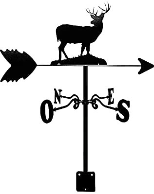 Wetterfahnen Silhouette Edelstahl-Wetterfahnen-Messwerkzeuge Wetterhahn Windrichtungsanzeiger für Gärten im Freien,Häuser,Terrassen,Rasen (Farbe: Elch)