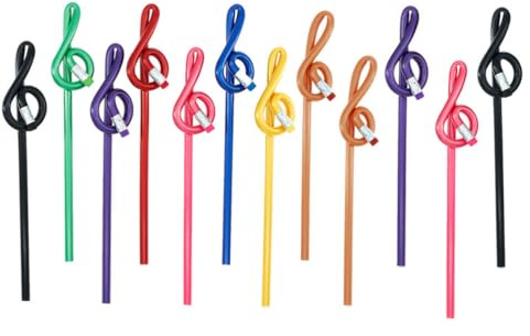 Operitacx 12 Stück Musik Bleistifte Mit Radiergummi Noten Bleistift Mit Notenschlüssel Tragbare Musikalische Bleistifte Aus Holz Ergonomisch Für Schule Büro Zeichnen Geschenk Für Schüler Und Künstler