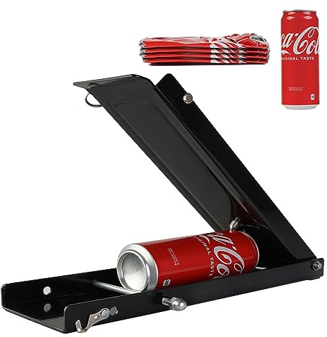 Nisshinn Dosenbrecher aus Metall, zum Recycling, Bodenfuß aus Aluminium, zusammenklappbar, einfache Lagerung, keine Wandmontage erforderlich, Limonade, Bierdosen und Tiernahrung