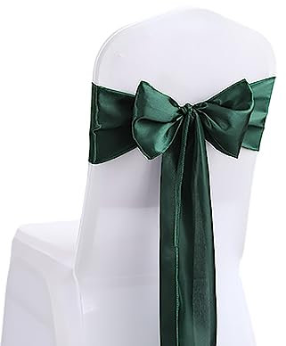 Putniu Satin Stuhlschleifen, Stuhlschärpen Satinschärpen, Schleife für Stuhlhussen, Stuhl Deko Hochzeit, Hochzeitsdekoration, Stuhlschärpe, Satin Schleife (100, Dunkelgrün)