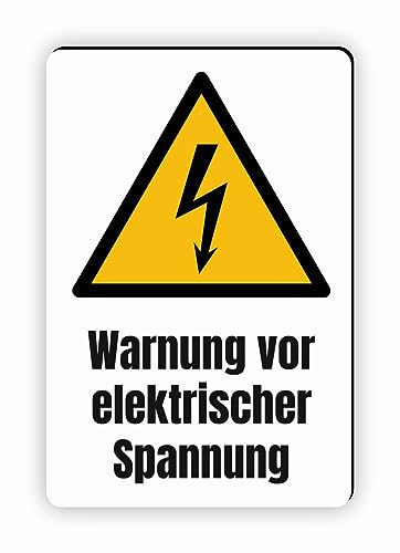 Warnzeichen (W012) Warnung vor elektrischer Spannung - Eckiges Warnschild mit Text - Warnschild mit Text - nach DIN EN ISO 7010