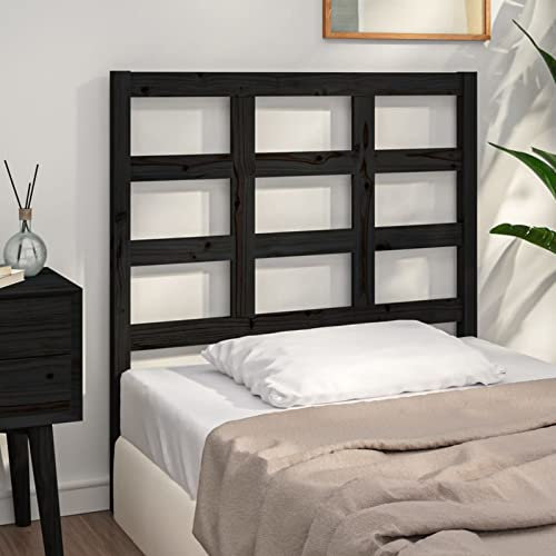 GuyAna Kopfteil Schwarz 95,5x4x100 cm Massivholz Kiefer Breites Kopfteil