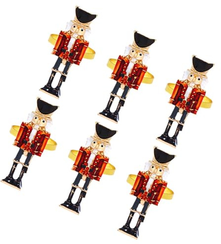 BESTonZON 6 Stück Weihnachts-Serviettenringe – Metall-Nussknacker-Serviettenhalter Feiertags-Serviettenschnallen Serviettenschnallenhalter Esstisch-Serviettenschnalle Für Weihnachten