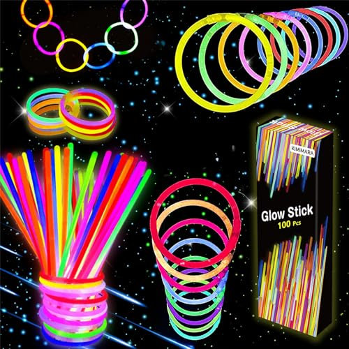 Braccialetti Luminosi Fluorescenti - Bracciali Luminosi Bambini per Feste con Connettori Fluo per Bambini e Adulti, Perfetti per Compleanno Party, Feste, Gioco, Regalo, Matrimonio, Carnevale e Eventi