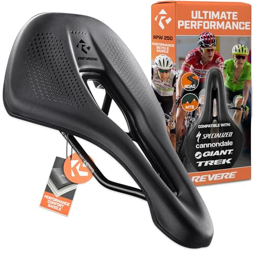 Revere High Performance Bicycle Saddle – Power Arc Wing Mirror Design with Center Vent Channel, Aerodynamic and Comfortable – Ideal for Road, Gravel, MTB, and Touring Bikes