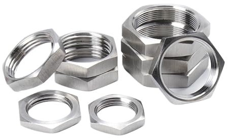9 Stück 1/8 Zoll 1/4 Zoll 3/8 Zoll 1/2 Zoll 3/4 Zoll Innengewinde Sechskant-Kontermutter Rohrverschraubung 304 Edelstahl(Size:1-1/4)