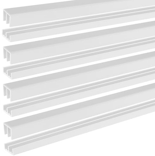 Landical 4 Sets 4 ft Long Plastic Sliding Cabinet Door Track Hardware Set for 1/4 Thick Panels Glass Window Cabinet Door Track for Sliding Closet Doors, Easy Quick Installation (White)