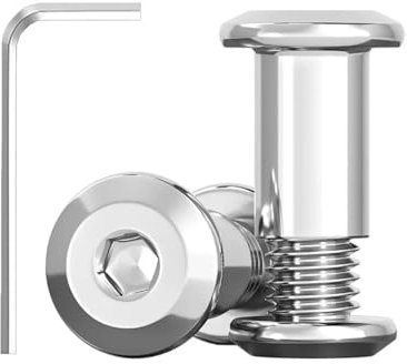 20 Viti di Collegamento M5 x 20 mm, Manicotto in Acciaio Inox A2 V2A, per Mobili, Connettori per Armadi con Chiave Esagonale, Mattoni in Legno