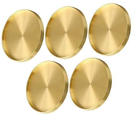UTHCLO Copper Cup Coasters Set 5pcs Small Brass Tea Cup Mats Beverage Coasters Heat Resistant for Home Tea Ceremony