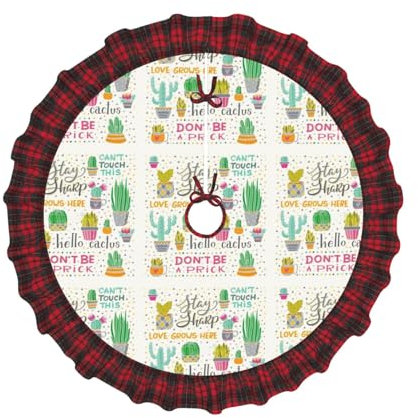 Succulent Cactus Noël Plaid Arbre Jupe Arbre Noël Mat Fête du Nouvel An Décoration d'intérieur Blanc