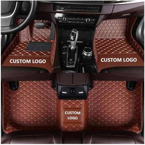 Pozek Anpassen Fußmatten für Volvo C30 C40 C70 S40 S60 S80 S90 V40 V50 V60 V90 XC40 XC60 XC70 XC90 V70II, wasserdicht, rutschfest, langlebig Auto Fussmatten Set Aus PU Leder Braun