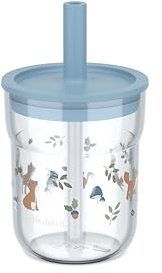 Mepal - Bicchiere per bambini con cannuccia Mio Little Dutch - Coperchio flessibile con cannuccia anti-insetto - Adatto a tutti i tipi di liquidi - Lavabile in lavastoviglie - 250 ml - Forest Friends