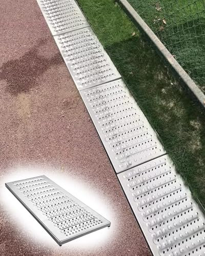 Desviador rectangular para desagüe de lavabo, garaje, paisaje, interior, cocina, desagüe, rejilla de desagüe, panel exterior, paquete de 5 (58 x 10 x 2,5 cm)