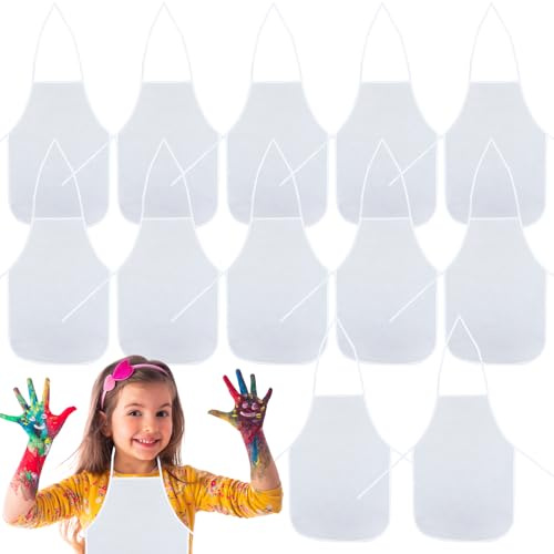 YILANJIN Grembiuli per Bambini, 12pezzi Grembiuli in Tessuto Non Tessuto, Grembiuli Impermeabili, Grembiuli Artista per Bambini per Cucina, per Pittura, Scuola, Casa