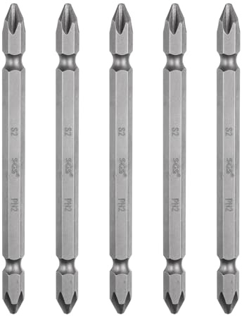 QUARKZMAN 5Pcs Embout de Tournevis Magnétique à Double Extrémité 6.35mm PH2 100mm Longueur 1/4 Tige Hexagonale Acier S2 Embout de Tournevis Cruciforme Double Face