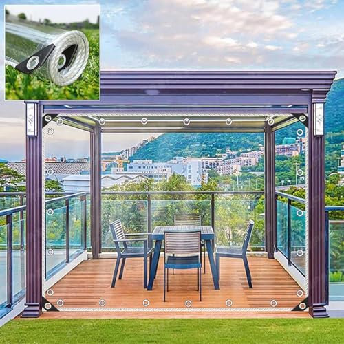 Strapazierfähige, transparente Plane, wasserfest, 0,35 mm dick, PVC-Kunststoff, Outdoor-Vorhänge für Pavillon, Pergola, Carport, transparente Pflanzenabdeckungen, 2,3 x 3 m