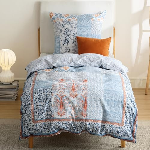 BEDSURE Bettwäsche 135x200 Baumwolle 2teilig - Hellblau | Baumwolle Bettwäsche mit Reißverschluss, ÖKO-TEX Wendbar, Bettbezug 135x200cm + Kissenbezüge 80x80cm, einfach zu beziehen