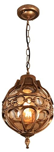 Lampada a sospensione industriale, a globo, in vetro, per esterni, retrò, in alluminio, impermeabile, industriale, vintage, per esterni, soffitto, per veranda, giardino, patio, colore oro intenso, 1