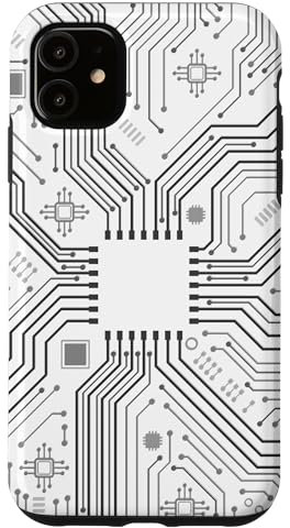 Carte mère circuit micropuce fond blanc informatique Coque pour iPhone 11