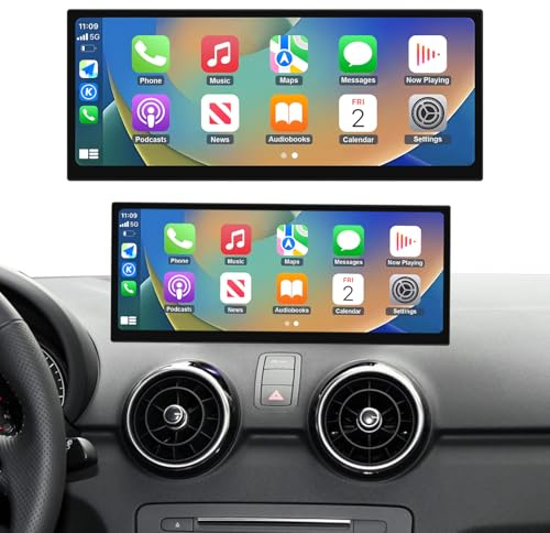 Ninetom Autoradio avec écran Tactile 12,3 Pouces, CarPlay sans Fil et Android Auto pour Audi A1 (2012-2018), système 3G MMI/RMC, Compatible MirrorLink, Appareil Photo, Navigation, Siri et Musique