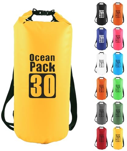 MOMAHUA Torrväska, vattentät väska, simväskor 2 l/5 l/10 l/15 l/20 l/25 l/30 L torrsäck för paddelbräda, våta väskor för resor, utomhuscamping, gUL, 30L, Vattentät