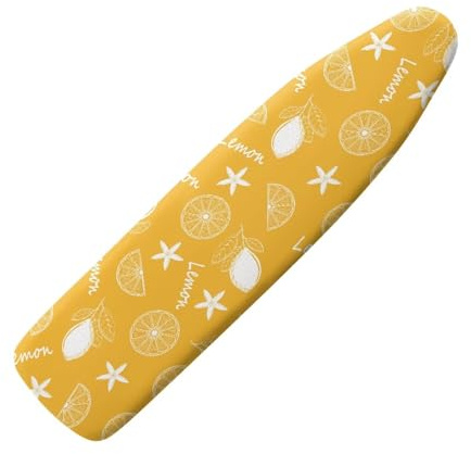 OPENARTUP Copriasse da stiro extra large, dimensioni 132 x 33 cm, giallo limone con gancio e anello, antipolvere, antiscivolo, imbottito, facile da montare, per la casa