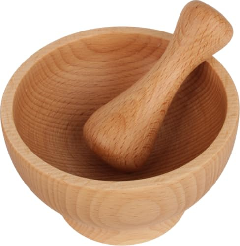 Holzmörser mit Stößel aus Naturholz – Gewürzmörser für Küche & Kräuter | Traditionelles Küchenzubehör | Nachhaltiger Mörser zum Zerstoßen von Gewürzen & Kräutern