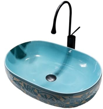 Durevole Lavabo da appoggio in ceramica for bagno con balcone, appartamento d'albergo Facile da installare