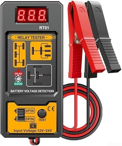 Car for battery Tester Automotive Relay Tester For 12V/24V Systems, Digital for battery Analyzer with LCD Display, Vehicle Circuit Testing Tool for Auto Motorcycle Marine Cars Trucks