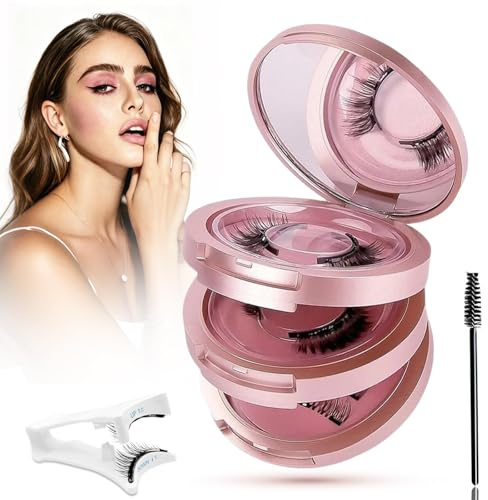 Magnetische Wimpern Natürlich Set - 3 Paar Magnetwimpern mit Applikator, Vollwimpern & Halb- Styles Magnet Wimpern Natürlicher Look, Wiederverwendbare Magnetic Lashes ohne Kleber