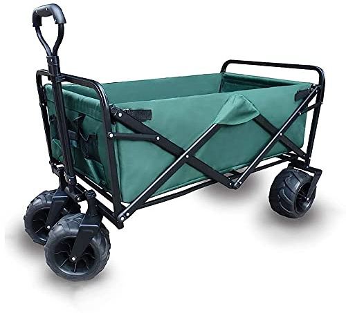 Chariot de jardin pliable robuste – Chariot polyvalent à 4 roues pour le shopping, le camping et le jardinage – Chariot utilitaire portable haute capacité de charge pour l'extérieur