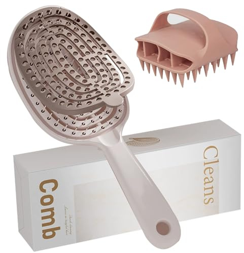 Démêlante Brosse Curly Hair Ventilée, Brosse Cheveux Bouclés Autonettoyante, Brosses Cuir Chevelu Anti Noeuds, Curl Brush pour Tous Types de Cheveux Secs et Mouillés, pour Hommes, Femmes et Enfants