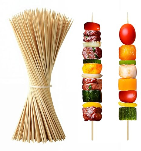 100 Pcs Brochette en Bois 15cm x 4mm, Pique Brochette Bois Naturel pour Barbecue, Grillades, Apéritif et Finger Food, Bâtonnet en Bois Robuste pour Viande et Légumes