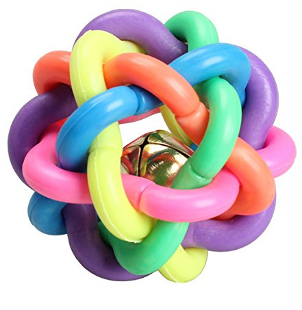 Domybest Pet Hund Katze Spielzeug Colorful Gummi rund Ball mit Glöckchen Spielzeug Größe S