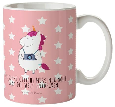 Mr. & Mrs. Panda Kindertasse Einhorn Fotograf - Geschenk, Unicorn, Trinklernbecher, Tasse Für Schulanfänger, Reisen, Kamera, Urlaub, Kinderbecher Mit Deckel, Weltenbummler, Kindergeburtstag