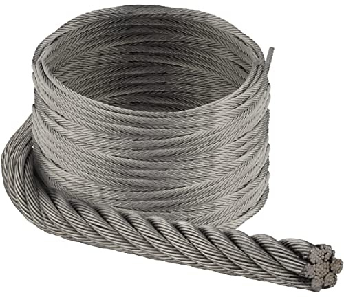 OPIOL QUALITY® 3,0 mm Drahtseil 7x19 weich, Edelstahl A4 (40 Meter) Stahlseil Zubehör Draht Edelstahldrahtseil Geländerseil Hängender Drahtspule Seile Spannseil