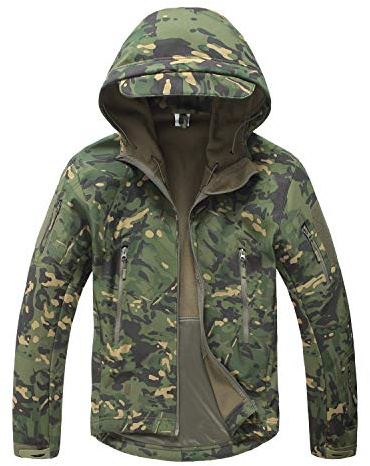 YFNT Herren Taktisch Softshell Fleecejacke Camouflage Militär Hoodie Outdoor Warm Winddicht Wasserdicht Mantel Jacken Skijacke