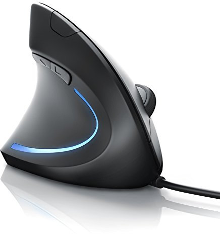 CSL - Ratón óptico TM137U Forma Vertical para Zurdos - Diseño ergonómico - Prevención de Codo de tenista Enfermedad del ratón síndrome RSI - Protege Especialmente el Brazo - 5 Botones ...