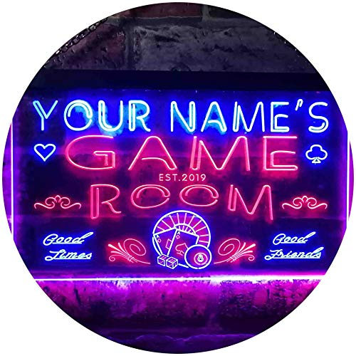 ADVPRO Personalized Your Name Est Year Theme Game Room Man Cave Dual Color LED Barlicht Neonlicht Lichtwerbung Neon Sign Rot & blau 300 x 210mm st6s32-PL1-tm-rb