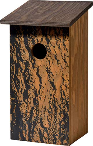 dobar 11015e klassisk fågelholk med trädbarkstryck ”Quercus Robur”, mesholk för upphängning, 15,5 x 14,5 x 30 cm, en storlek, ek