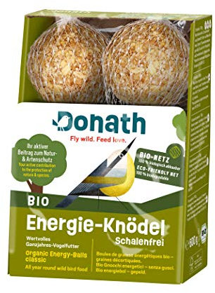 Donath Bio Energie-Knödel Schalenfrei im Bio-Netz - Meisenknödel im Bio-Netz - 100g je Knödel - Schalenfrei - wertvolles Ganzjahres Wildvogelfutter - unsere Manufaktur in Süddeutschland - 6er Karton