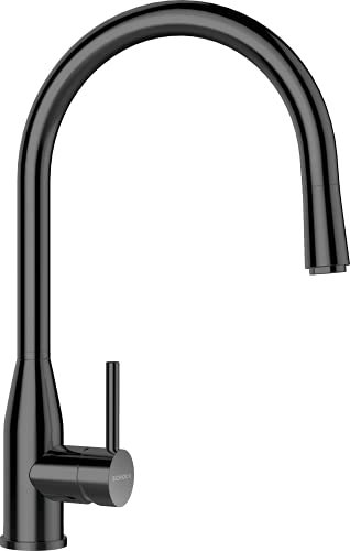 Schock 559120GUM Robinet de cuisine Kavus en métal – Robinet haute pression en acier inoxydable avec douchette extensible et jet d'eau ultra silencieux